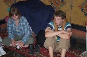 Cole and Layla in Namgay's house.