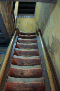 Climbing the stairs in the main house...