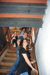 Up the steep stairs in Trongsa Dzong!