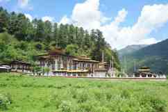 A view of Kurjey from the cow pasture in front of the temple....Padmasambhava's cave is on the far right.
