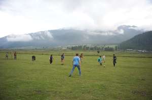 On the soccer pitch, Phobjikha Valley, Bhutan